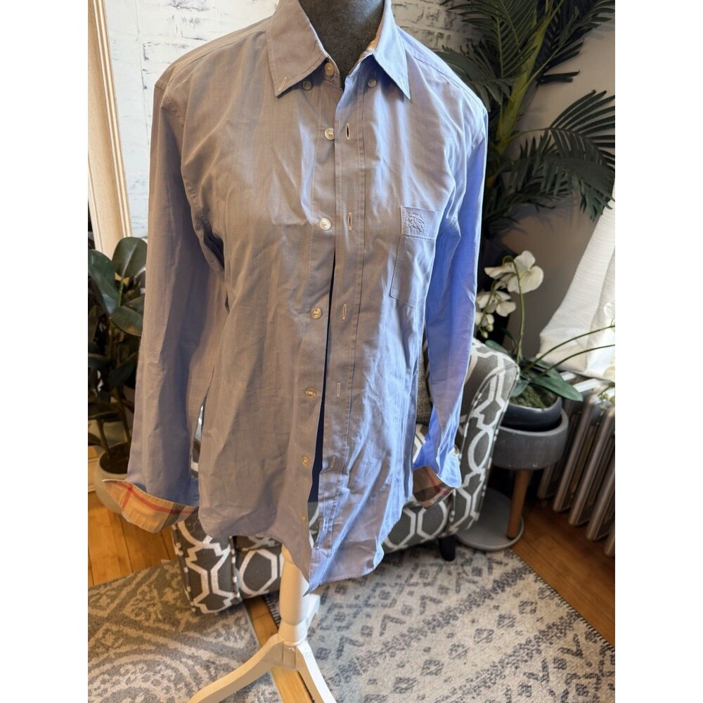 Burberry Men's  Knit Casual Button-Down  Shirt Size Small w/Pocket Long Sleeve